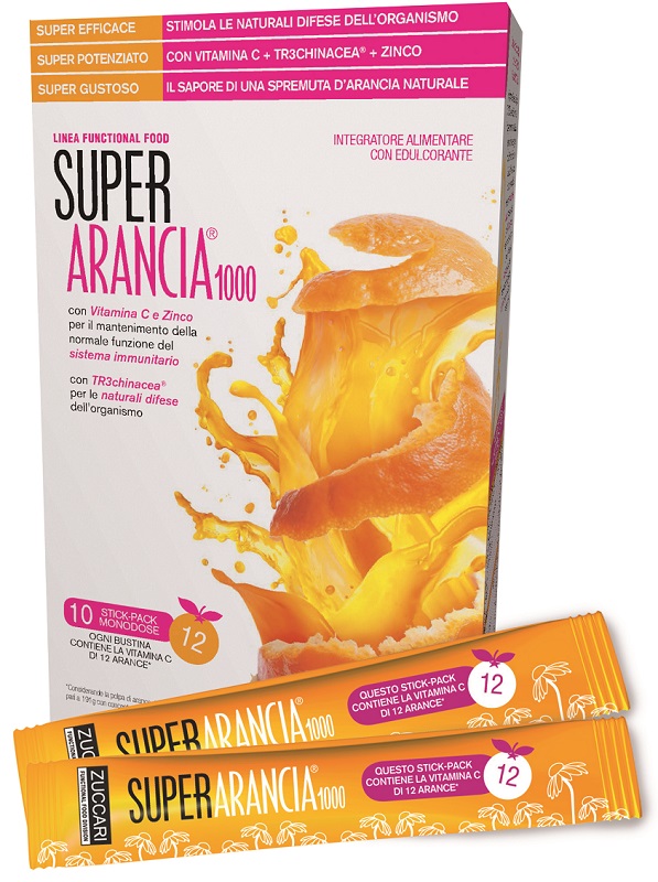 SUPER ARANCIA 1000 10 STICK PACK MONODOSE DA 3,7G INTEGRATORE ALIMENTARE CON EDULCORANTE - farmasorriso.com