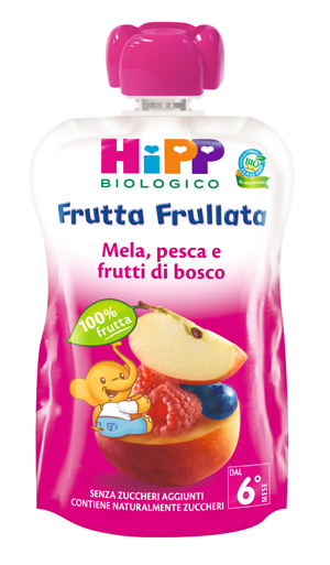HIPP BIO FRUTTA FRULLATA MELA PESCA FRUTTI DI BOSCO 90 G - farmasorriso.com