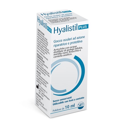 GOCCE OCULARI HYALISTIL PLUS ACIDO IALURONICO 0,4% ACQUA DISTILLATA DI GINKGO BILOBA + MIRTILLO NERO + FINOCCHIO + CENTELLA ASIATICA 10 ML - farmasorriso.com