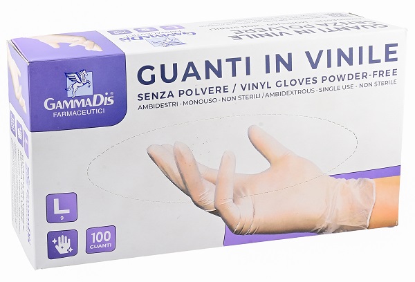GUANTI VINILE SENZA POLVERE LARGE 100 PEZZI GAMMADIS - farmasorriso.com