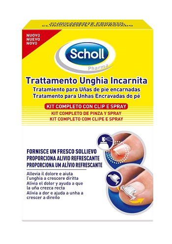 SCHOLL KIT TRATTAMENTO UNGHIA INCARNITA CONTENENTE SPRAY NEBULIZZATORE RINFRESCANTE 22 ML, COLLA PER UNGHIE 8 G, 10 CLIP RADDRIZZA UNGHIA - farmasorriso.com