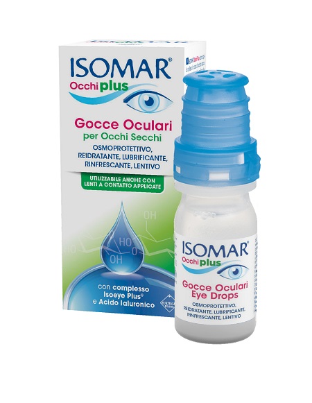 ISOMAR OCCHI PLUS GOCCE OCULARI PER OCCHI SECCHI ALL'ACIDO IALURONICO 0,25% 10 ML - farmasorriso.com