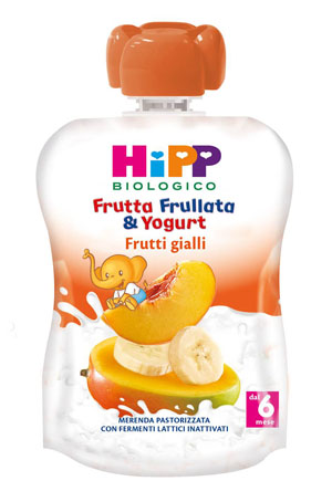 HIPP BIO FRUTTA FRULLATA YOGURT FRUTTI GIALLI 90 G - farmasorriso.com