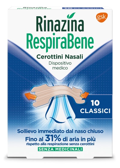 RINAZINA RESPIRABENE CEROTTI NASALI CLASSICI CARTON 10 PEZZI - farmasorriso.com