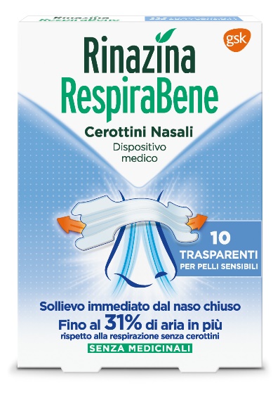 RINAZINA RESPIRABENE CEROTTI NASALI TRASPARENTI CARTON 10 PEZZI - farmasorriso.com