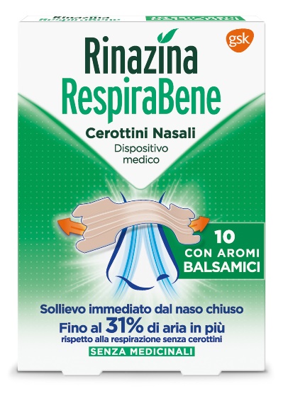 RINAZINA RESPIRABENE CEROTTI NASALI CON AROMI BALSAMICI CARTON 10 PEZZI - farmasorriso.com