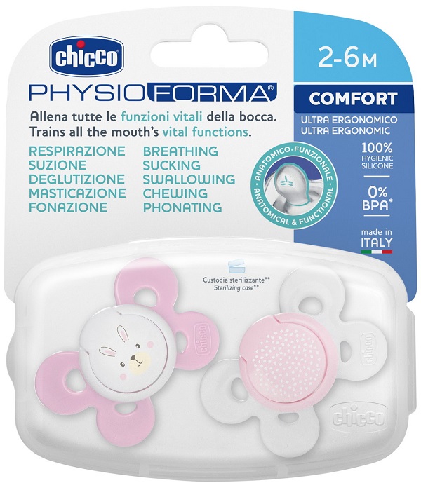 CHICCO SUCCHIETTO COMFORT GIRL SILICONE 2-6 MESI 2 PEZZI - farmasorriso.com