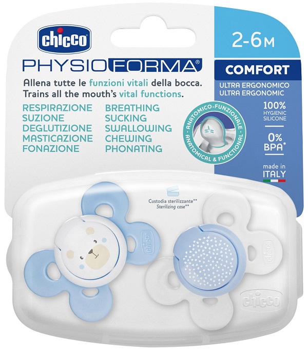 CHICCO SUCCHIETTO COMFORT BOY SILICONE 0-6 MESI 2 PEZZI - farmasorriso.com