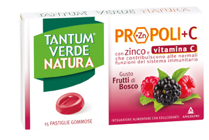 TANTUM VERDE NATURA PROPOLI+C CON ZINCO E VITAMINA C 15 PASTIGLIE GOMMOSE GUSTO FRUTTI DI BOSCO - farmasorriso.com