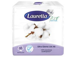 ASSORBENTE LAURELLA IN COTONE ULTRA GIORNO CON ALI 12 PEZZI - farmasorriso.com
