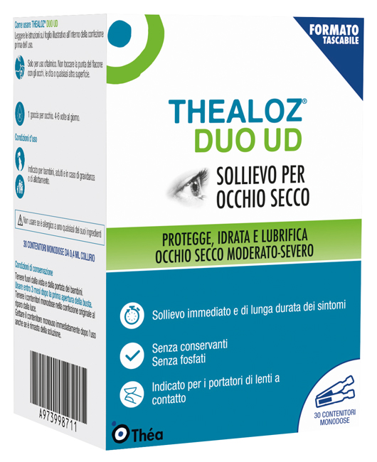 GOCCE OCULARI THEALOZ DUO UD 30 CONTENITORI MONODOSE 0,4 ML - farmasorriso.com
