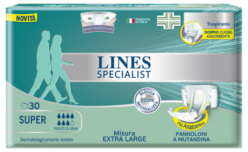 PANNOLONE MUTANDA LINES SPECIALIST EXTRALARGE SUPER 30 PEZZI - farmasorriso.com