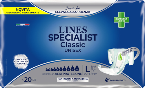 PANNOLONE A MUTANDA LINES SPECIALIST CLASSIC ALTA PROTEZIONE MG 20 PEZZI - farmasorriso.com