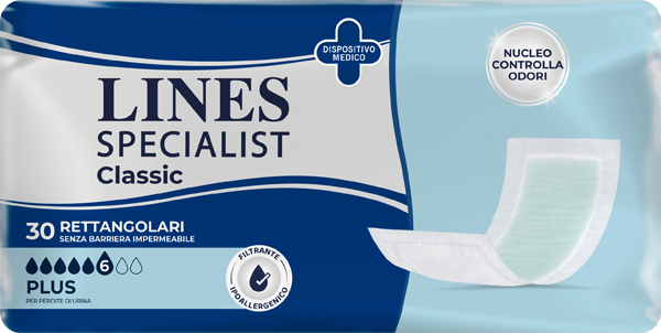 PANNOLONE RETTANGOLARE LINES SPECIALIST CLASSIC SENZA BARRIERA 30 PEZZI - farmasorriso.com