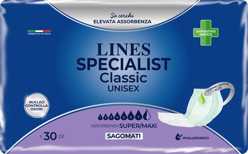 PANNOLONE SAGOMATO LINES SPECIALIST CLASSIC MAXI 30 PEZZI - farmasorriso.com