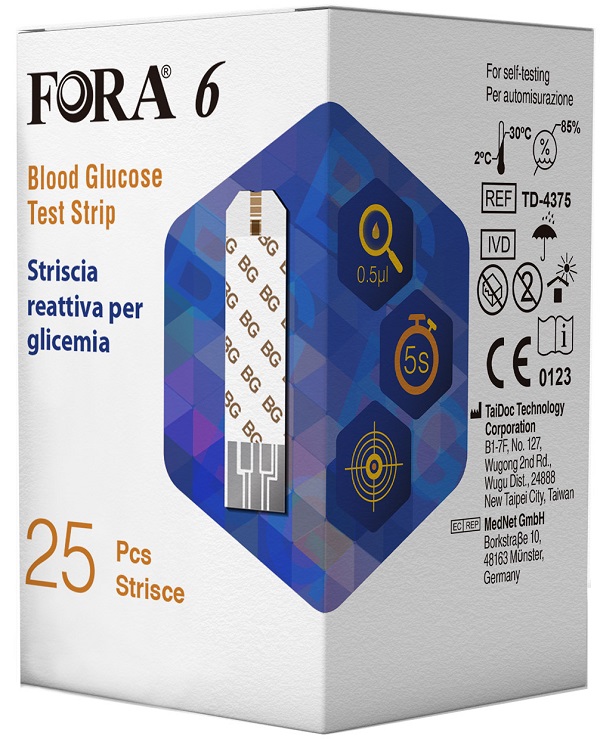 STRISCE MISURAZIONE GLICEMIA FORA 6 CONNECT BOX DA 25 PEZZI - farmasorriso.com