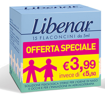 LIBENAR 15 FLACONCINI SOLUZIONE ISOTONICA 5 ML TAGLIO PREZZO - farmasorriso.com