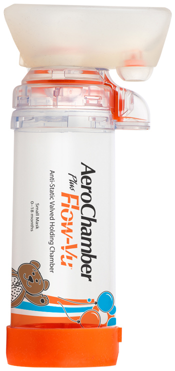 CAMERA DISTANZIATRICE ANTISTATICA AEROCHAMBER PLUS FLOWVU MASCHERA PEDIATRICA SMALL 0-18 MESI ARANCIONE - farmasorriso.com