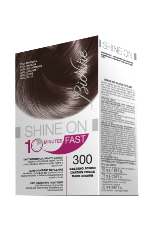 BIONIKE SHINE ON FAST TRATTAMENTO COLORANTE CAPELLI CASTANO SCURO 300 FLACONE 60 ML + TUBO 60 ML - farmasorriso.com