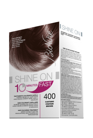 BIONIKE SHINE ON FAST TRATTAMENTO COLORANTE CAPELLI CASTANO 400 60 ML + TUBO 60 ML - farmasorriso.com