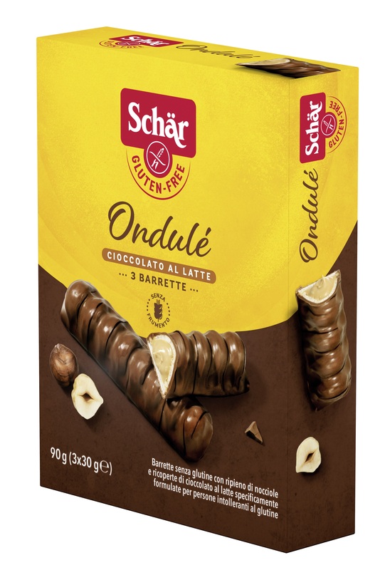 SCHAR ONDULE' BARRETTE CON RIPIENO DI NOCCIOLE RICOPERTE DI CIOCCOLATO AL LATTE 3 PORZIONI DA 30 G - farmasorriso.com