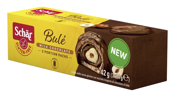 SCHAR BULE' CIALDE WAFER CON NOCCIOLA RICOPERTE DI CIOCCOLATO AL LATTE 3 PORZIONI DA 14 G - farmasorriso.com