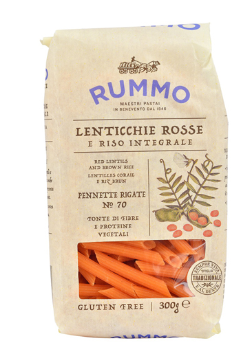 RUMMO PENNETTE RIGATE N 70 LENTICCHIE ROSSE E RISO INTEGRALE 300 G - farmasorriso.com