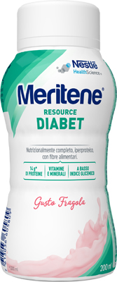 MERITENE RESOURCE DIABET FRAGOLA ALIMENTO IPERPROTEICO 28 VITAMINE E MINERALI 200 ML - farmasorriso.com