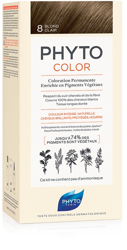 PHYTOCOLOR 8 BIONDO CHIARO 1 LATTE + 1 CREMA + 1 MASCHERA + 1 PAIO DI GUANTI - farmasorriso.com