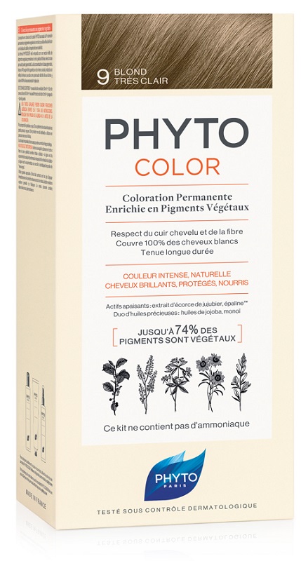 PHYTOCOLOR 9 BIONDO CHIARISS 1 LATTE + 1 CREMA + 1 MASCHERA + 1 PAIO DI GUANTI - farmasorriso.com