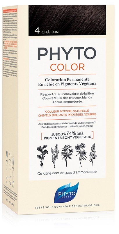 PHYTOCOLOR 4 CASTANO 1 LATTE + 1 CREMA + 1 MASCHERA + 1 PAIO DI GUANTI - farmasorriso.com