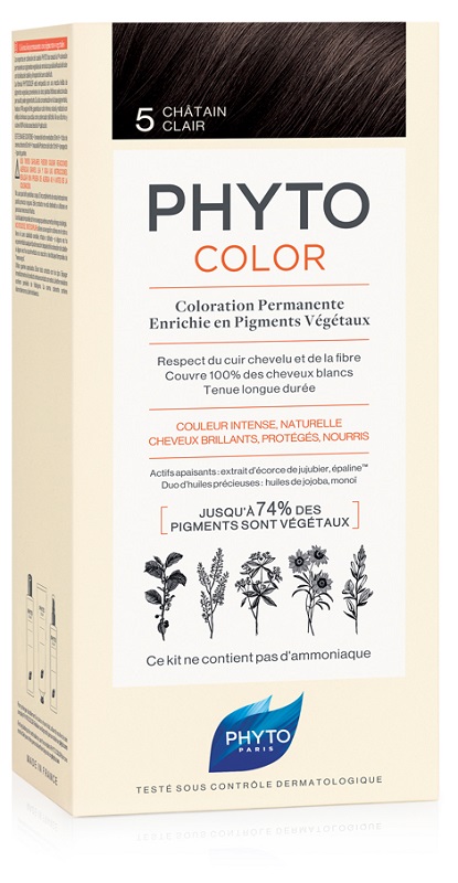 PHYTOCOLOR 5 CASTANO CHIARO 1 LATTE + 1 CREMA + 1 MASCHERA + 1 PAIO DI GUANTI - farmasorriso.com