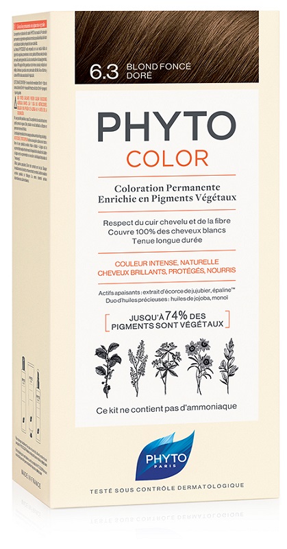 PHYTOCOLOR 6.3 BIONDO SCU DOR 1 LATTE + 1 CREMA + 1 MASCHERA + 1 PAIO DI GUANTI - farmasorriso.com
