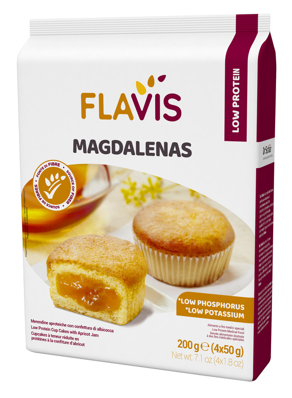 FLAVIS MAGDALENAS MERENDINE APROTEICHE CON CONFETTURA DI ALBICOCCA 4 MONOPORZIONI DA 50 G - farmasorriso.com