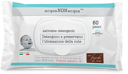 FIOCCHI DI RISO ACQUA NON ACQUA SALVIETTE DETERGENTI 60 PEZZI - farmasorriso.com