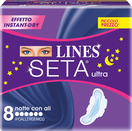 LINES SETA ULTRA ASSORBENTI DA NOTTE 8 PEZZI - farmasorriso.com