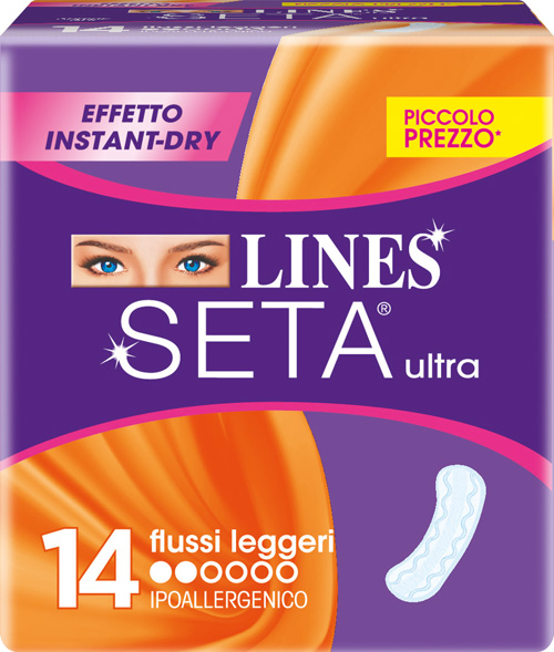 LINES SETA ULTRA ASSORBENTI PER FLUSSI LEGGERI 14 PEZZI - farmasorriso.com