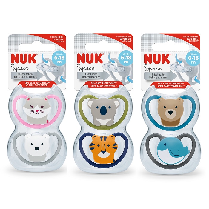 NUK SUCCHIETTO SPACE SILICONE 6-18 MESI 2 PEZZI - farmasorriso.com