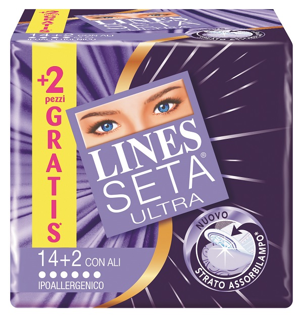 ASSORBENTE LINES SETA ULTRA CON ALI 16 PEZZI - farmasorriso.com