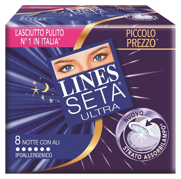 LINES SETA ULTRA ASSORBENTI CON ALI NOTTE 10 PEZZI - farmasorriso.com