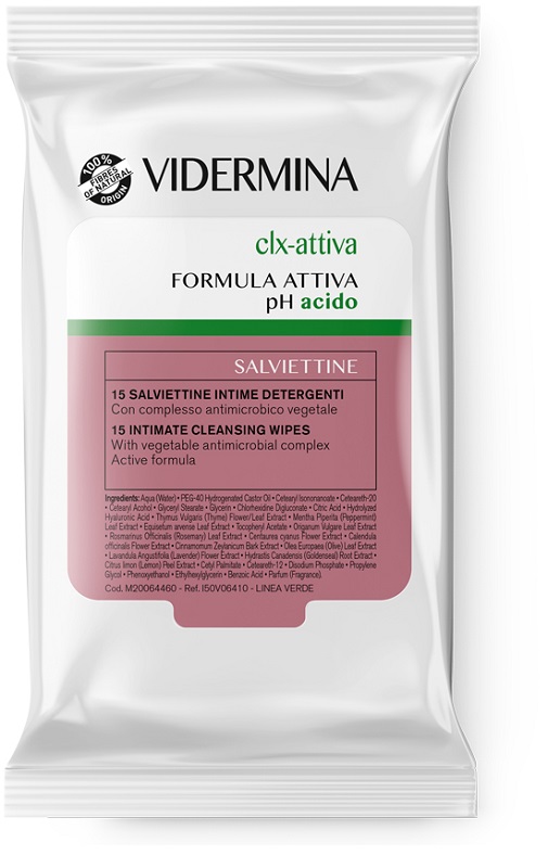 VIDERMINA CLX ATTIVA 15 SALVIETTE INTIME DETERGENTI - farmasorriso.com