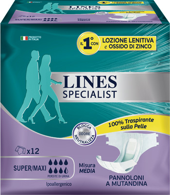 LINES SPECIALIST PANNOLONE A MUTANDA MEDIA 12 PEZZI - farmasorriso.com