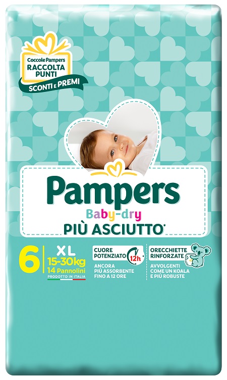 PAMPERS BABY DRY DWCT XL 14 PEZZI - farmasorriso.com