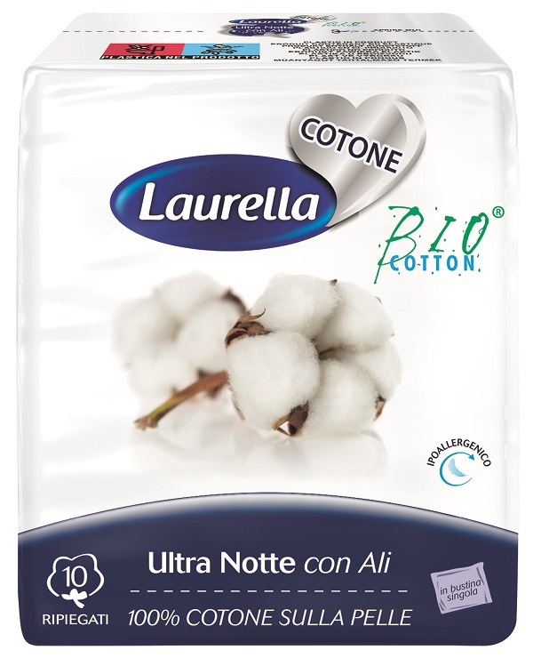 ASSORBENTE LAURELLA PER DONNA IN COTONE ULTRA ALI NOTTE 10 PEZZI - farmasorriso.com