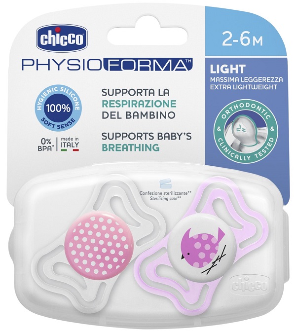 CHICCO SUCCHIETTO LIGHT GIRL SILICONE 2-6 MESI 2 PEZZI - farmasorriso.com