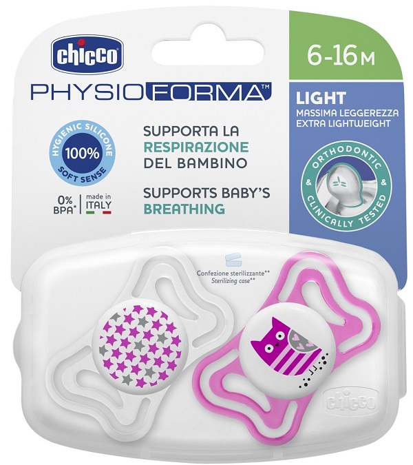 CHICCO SUCCHIETTO LIGHT GIRL SILICONE 6-16 MESI 2 PEZZI - farmasorriso.com