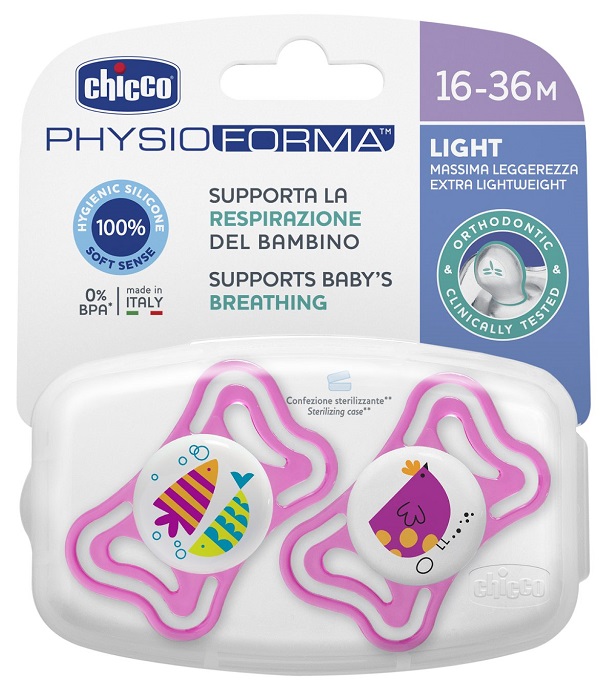 CHICCO SUCCHIETTO LIGHT GIRL SILICONE 16-36 MESI 2 PEZZI - farmasorriso.com