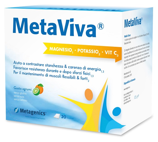 METAVIVA MAGNESIO POTASSIO VITAMINA C 20 BUSTINE - farmasorriso.com