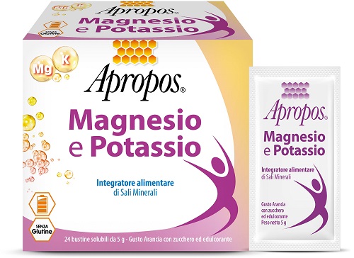 APROPOS MAGNESIO POTASSIO 24 BUSTINE DA 5 G GUSTO ARANCIA - farmasorriso.com