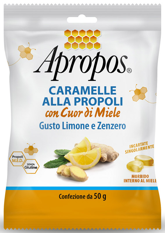 APROPOS CARAMELLE DURE LIMONE/ZENZERO CUOR DI MIELE 50 G - farmasorriso.com